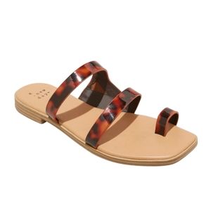 NWT Ladies Marilyn Tortoise Print Toe Loop Slide Sandals Size 8